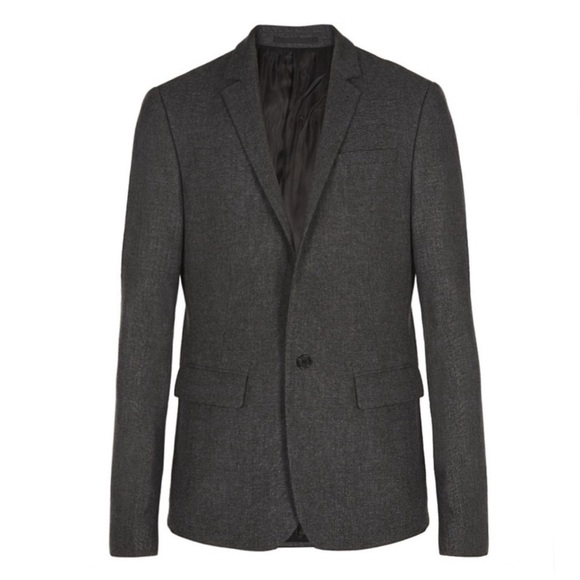 Men's All Saints Berman Plaid Wool Blazer Italian Cloth Jacket Charcoal Grey 44